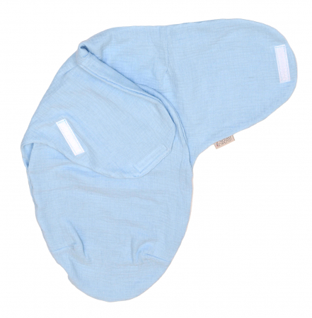 Sistem infasat si sac de dormit - Sistem de infasare Bumbac, Inchidere Velcro, Baby swaddle, Puzzle Muslin Blue, Amy