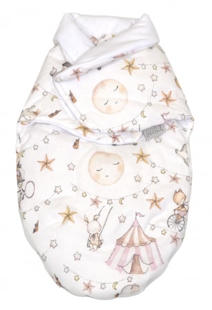 Sistem de infasare, Baby swaddle din Bumbac cu umplutura antialergică BabySoft, Circ Roz [1]
