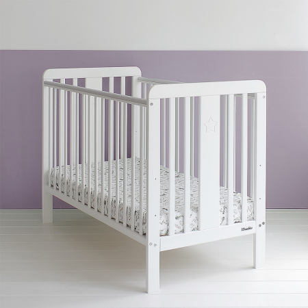 Patut din lemn pentru bebe, inaltime saltea reglabila, Star Baby Alb 120x60 cm [1]