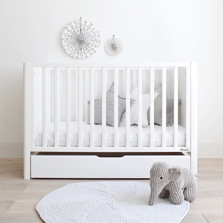 Patut din lemn pentru bebe, inaltime saltea reglabila, Smooth Alb 120x60 cm [11]