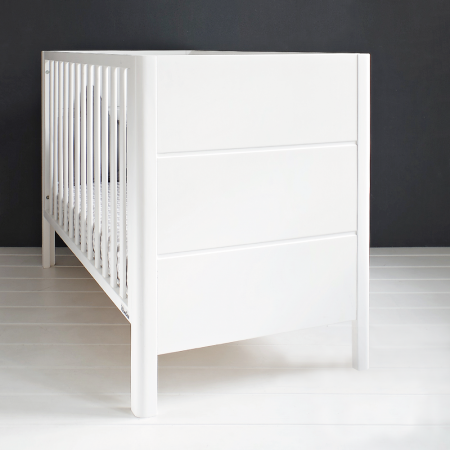 Patuturi lemn 120x60 cm - Patut din lemn pentru bebe, inaltime saltea reglabila, Smooth Alb 120x60 cm