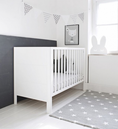 Patut din lemn pentru bebe, inaltime saltea reglabila, Smooth Alb 120x60 cm [6]