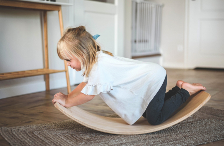 Balance board - Placa de echilibru din lemn natur pentru copii, MeowBaby® [11]