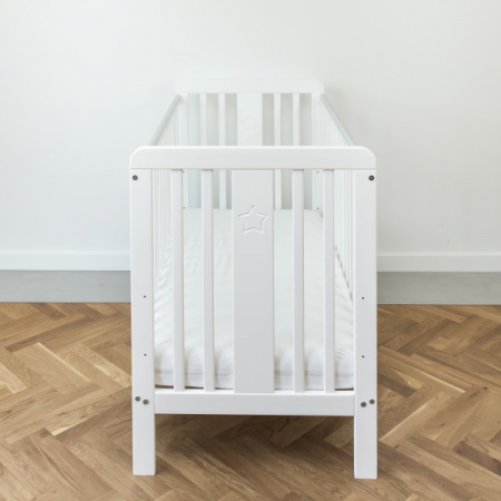Patut din lemn pentru bebe, inaltime saltea reglabila, Star Baby Alb 120x60 cm [9]