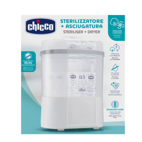 Sterilizator electric digital Chicco cu uscator biberoane si accesorii mici, 0luni+ [12]