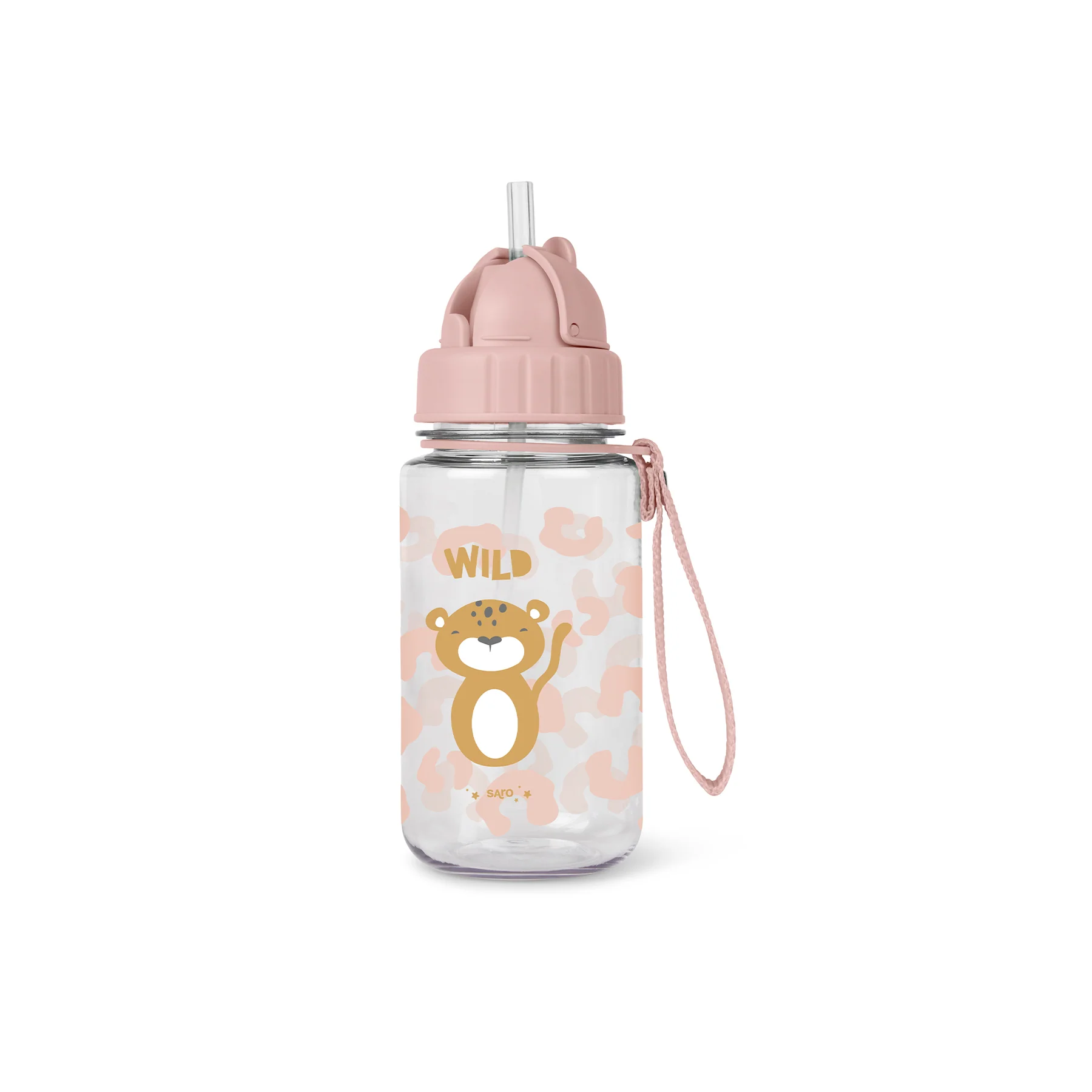Căni - Sticlă de Apă pentru Copii Saro Born to be wild 400 ml, cu Pai Silicon Retractabil Anti-Picurare, din Tritan, Fără BPA