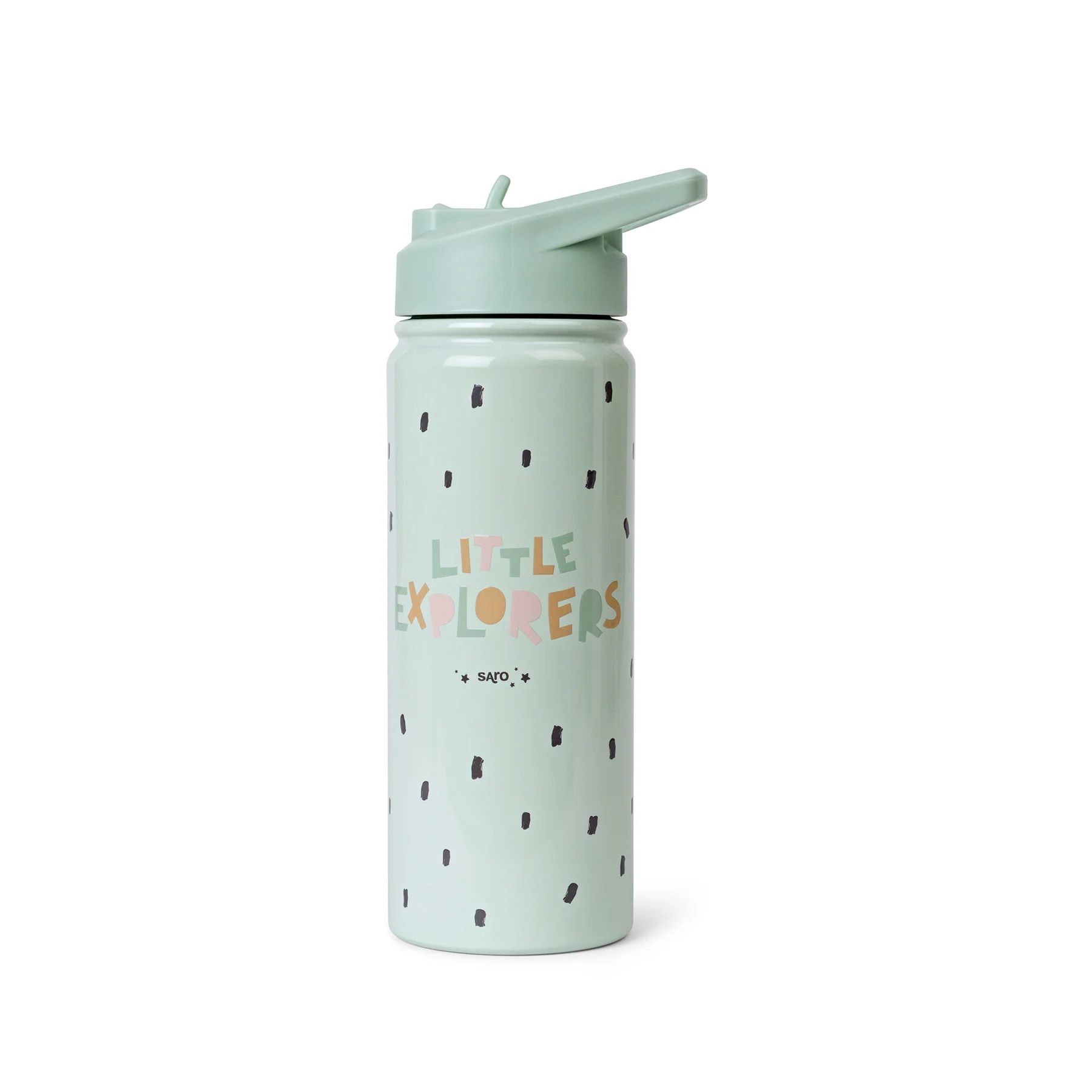 Căni - Sticlă Termică Premium pentru Copii Saro, 500 ml, Oțel Inoxidabil 304, Fără BPA, Anti-Condens, 12h, cu pai Retractabil si capac etans, Little Explorers