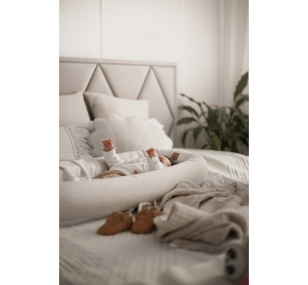 Suport de dormit Babynest 2in1 bara protectie patut Premium In Natural by BabySteps, 95x53 cm [5]