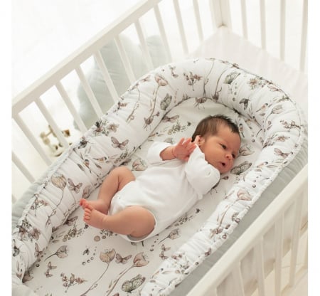 Suport de dormit Babynest Premium Bumbac si Catifea Nature Soft Grey by BabySteps, 70x35 cm [2]