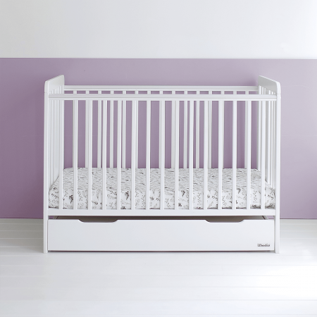 Patut din lemn pentru bebe, inaltime saltea reglabila, Star Baby Alb 120x60 cm [4]