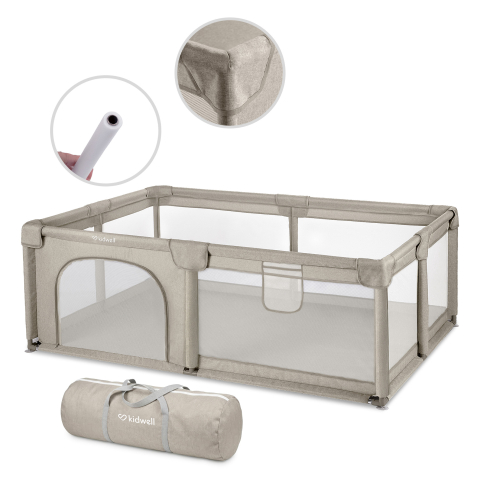 Tarc de joaca - Țarc pliabil copii Kidwell FANKO 120x180 cm Beige, pentru joacă extinsă, mai mult loc, 0–6 ani