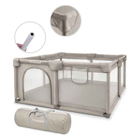 Tarc de joaca - Țarc pliabil copii Kidwell FANKO 130x130 cm Beige, pentru apartament, spațiu optimizat, sigur, 0–6 ani