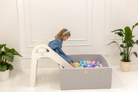 Tobogan din lemn pentru copii, Montessori, Alb, MeowBaby® [12]