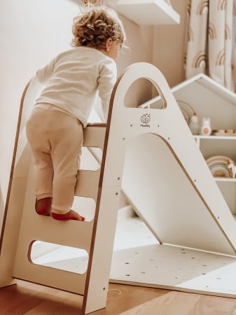 Tobogan din lemn pentru copii, Montessori, Alb, MeowBaby® [9]