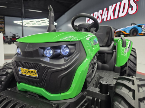 Tractor electric copii 24V cu remorcă basculabilă, 2 motoare, telecomandă și Bluetooth, verde [5]