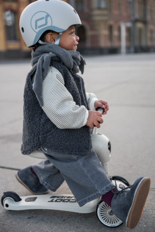 Trotinetă copii 2in1 premium Scoot & Ride HighwayKick 1 Ash, cu șezut, sistem anti-răsturnare, reglabilă 1–5 ani (max. 50 kg) [39]