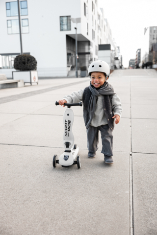 Trotinetă copii 2in1 premium Scoot & Ride HighwayKick 1 Ash, cu șezut, sistem anti-răsturnare, reglabilă 1–5 ani (max. 50 kg) [45]