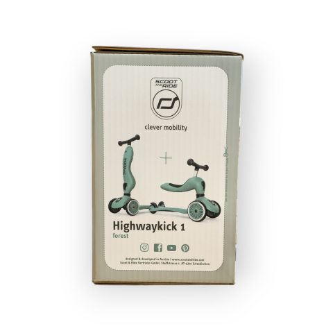 Trotinetă copii 2in1 premium Scoot & Ride HighwayKick 1 Forest, cu șezut, sistem anti-răsturnare, reglabilă 1–5 ani (max. 50 kg) [42]