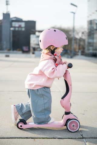 Trotinetă copii 2in1 premium Scoot & Ride HighwayKick 1 Rose, cu șezut, sistem anti-răsturnare, reglabilă 1–5 ani (max. 50 kg) [20]