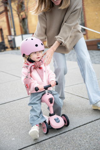 Trotinetă copii 2in1 premium Scoot & Ride HighwayKick 1 Rose, cu șezut, sistem anti-răsturnare, reglabilă 1–5 ani (max. 50 kg) [14]