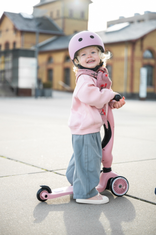 Trotinetă copii 2in1 premium Scoot & Ride HighwayKick 1 Rose, cu șezut, sistem anti-răsturnare, reglabilă 1–5 ani (max. 50 kg) [22]