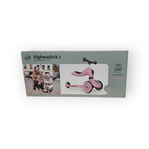 Trotinetă copii 2in1 premium Scoot & Ride HighwayKick 1 Rose, cu șezut, sistem anti-răsturnare, reglabilă 1–5 ani (max. 50 kg) [32]