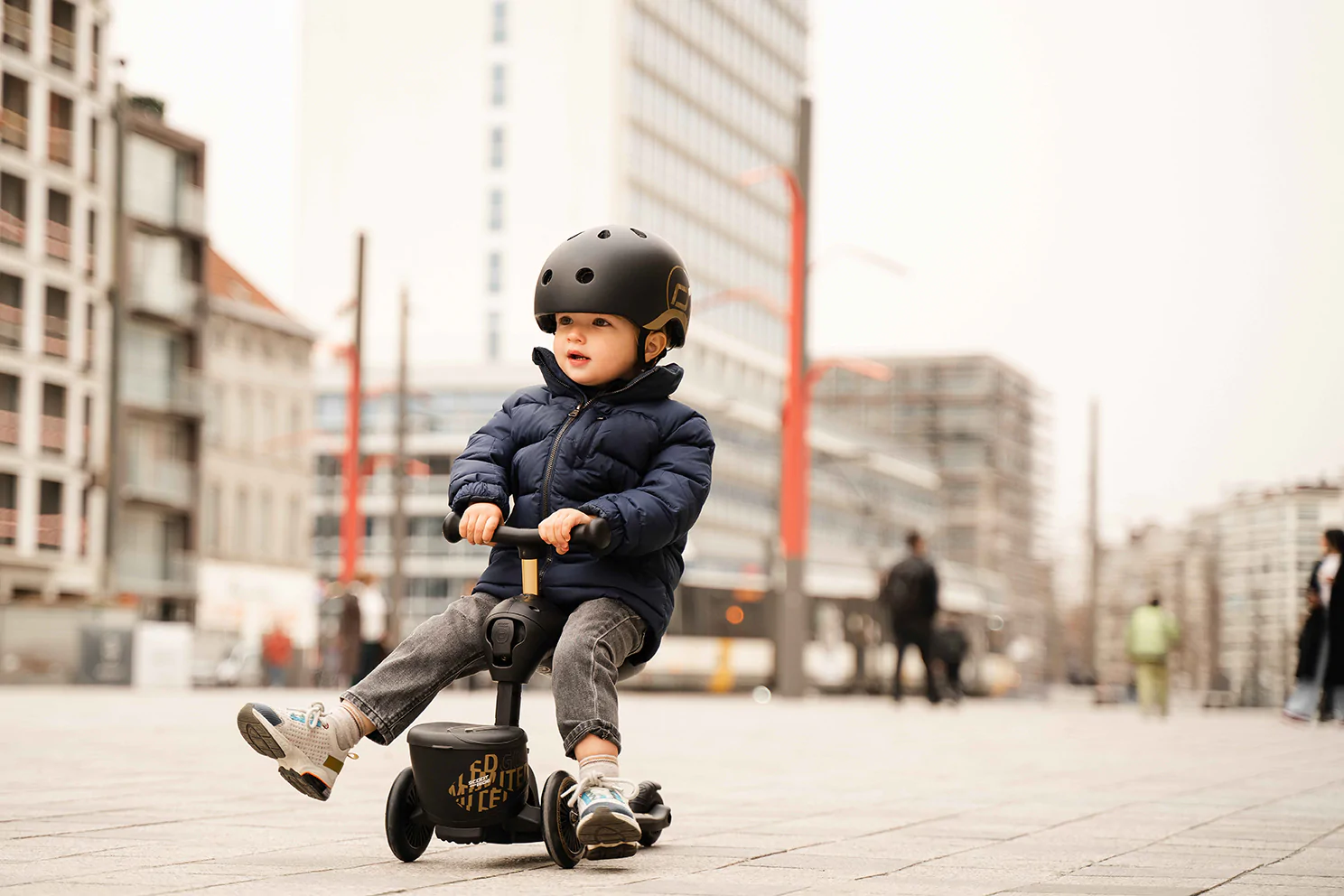Trotineta copii cu sezut, suport jucarie, transformabila 2in1, HighwayKick 1 Lifestyle Black Gold Limited, 1-5 ani, pana la 50 kg, Scoot & Ride [16]