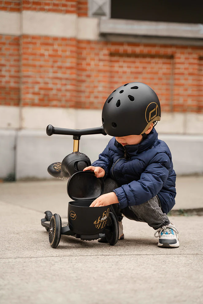 Trotineta copii cu sezut, suport jucarie, transformabila 2in1, HighwayKick 1 Lifestyle Black Gold Limited, 1-5 ani, pana la 50 kg, Scoot & Ride [20]