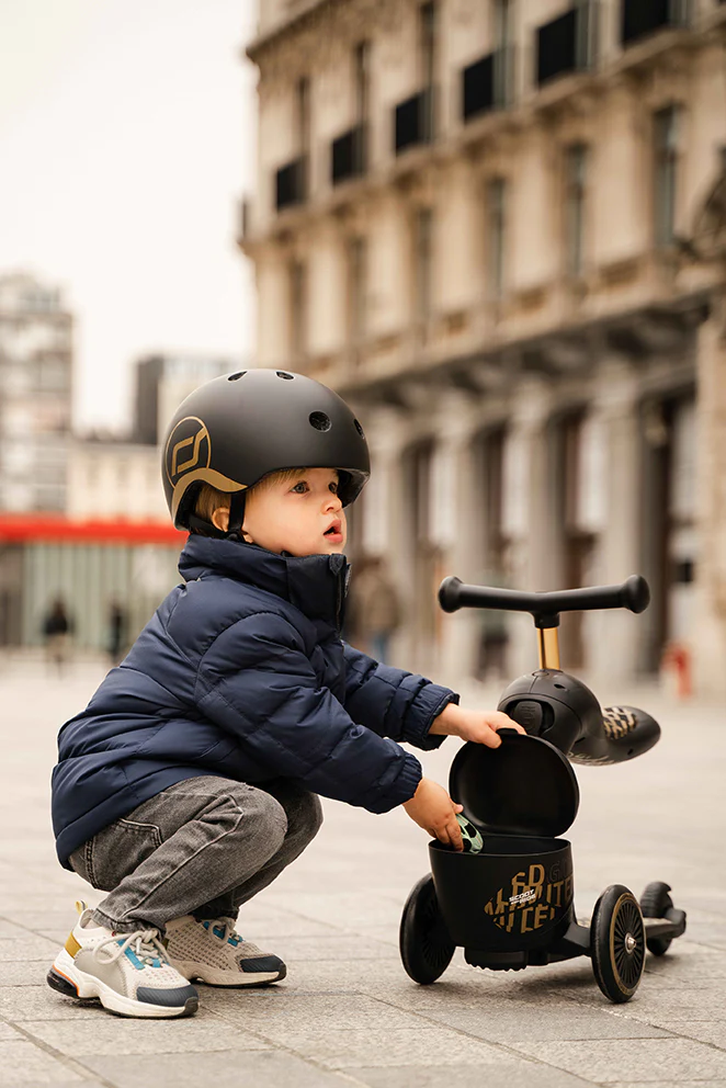 Trotineta copii cu sezut, suport jucarie, transformabila 2in1, HighwayKick 1 Lifestyle Black Gold Limited, 1-5 ani, pana la 50 kg, Scoot & Ride [17]