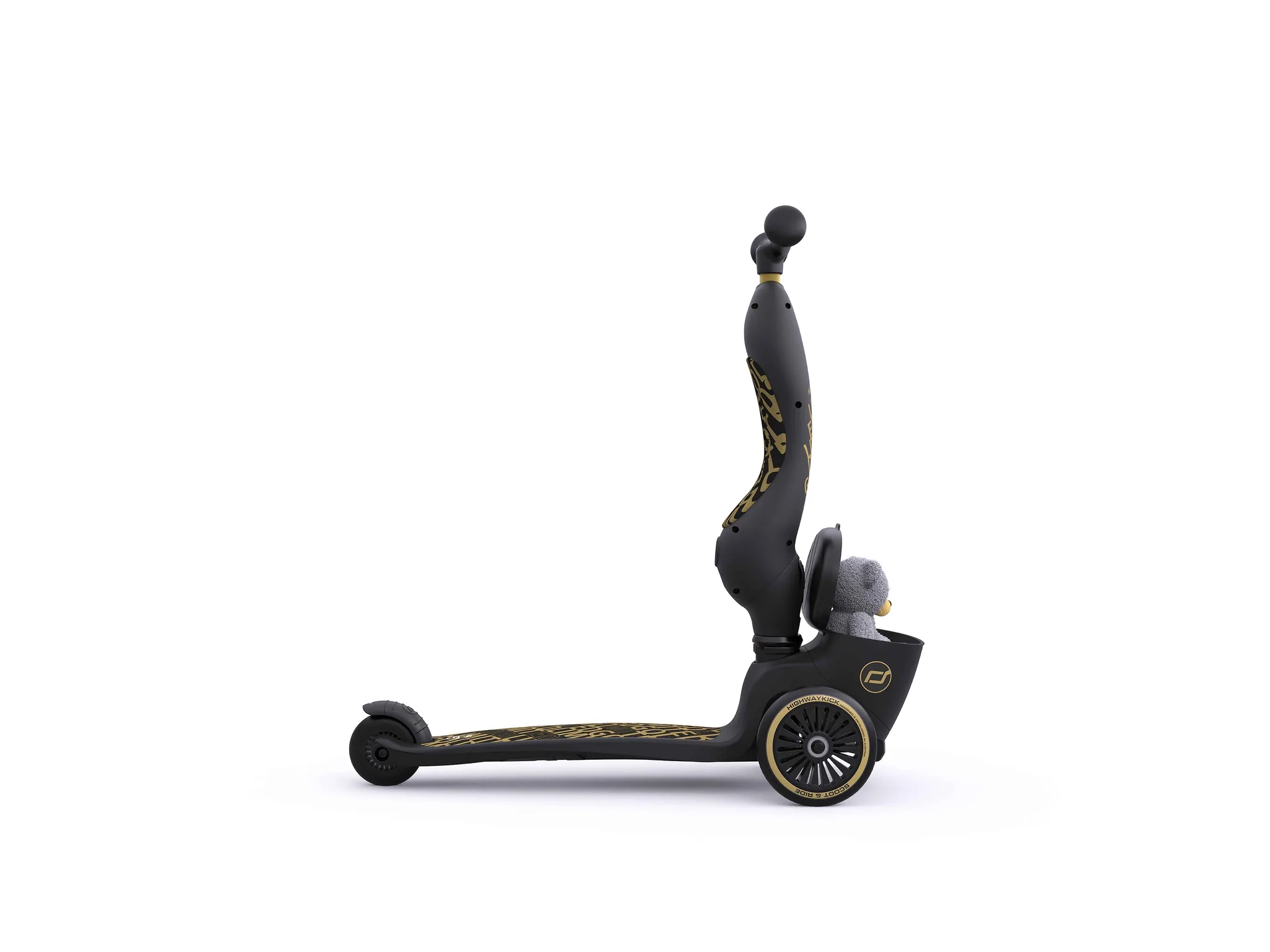 Trotineta copii cu sezut, suport jucarie, transformabila 2in1, HighwayKick 1 Lifestyle Black Gold Limited, 1-5 ani, pana la 50 kg, Scoot & Ride [12]