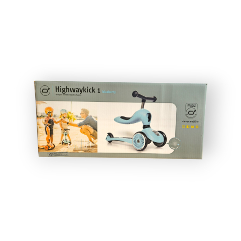 Trotinetă copii 2in1 premium Scoot & Ride HighwayKick 1 Blueberry, cu șezut, sistem anti-răsturnare, reglabilă 1–5 ani (max. 50 kg) [24]