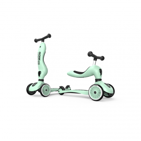 Trotinete - Trotineta copii cu sezut, transformabila 2in1, HighwayKick 1 Kiwi, 1-5 ani, pana la 50 kg, Scoot & Ride