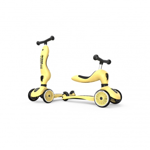 Trotinete - Trotineta copii cu sezut, transformabila 2in1, HighwayKick 1 Lemon, 1-5 ani, pana la 50 kg, Scoot & Ride
