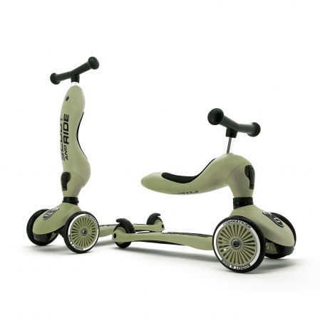 Oktató játékok - Trotineta copii cu sezut, transformabila 2in1, HighwayKick 1 Olive, 1-5 ani, pana la 50 kg, Scoot  Ride