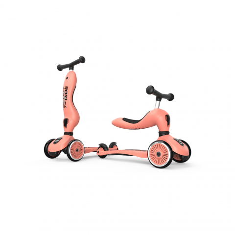 Plimbare & Relaxare - Trotineta copii cu sezut, transformabila 2in1, HighwayKick 1 Peach, 1-5 ani, pana la 50 kg, Scoot & Ride