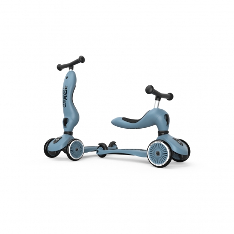 Plimbare & Relaxare - Trotineta copii cu sezut, transformabila 2in1, HighwayKick 1 Steel, 1-5 ani, pana la 50 kg, Scoot & Ride