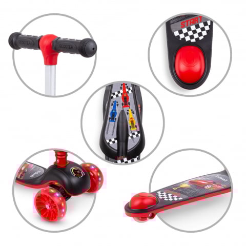Trotineta copii cu sezut, transformabila 2in1, pliabila, cu lumini LED, Rimba Race, 1-5 ani, pana la 50 kg, Kidwell [4]