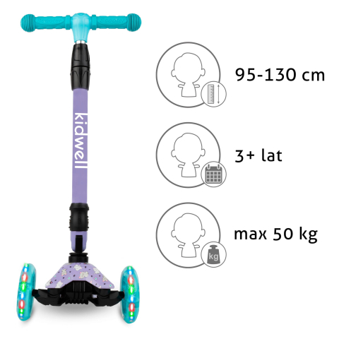 Trotineta copii pliabila, reglabila, roti luminoase, Vento Kitty, 3+ ani, pana la 50 kg, Kidwell [9]