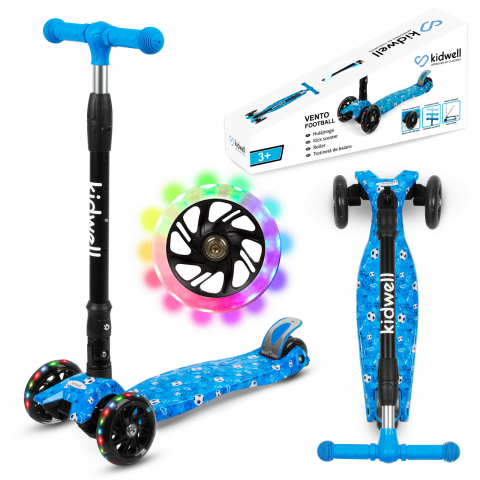 Trotinete - Trotineta copii pliabila, reglabila, roti luminoase, Vento Football, 3+ ani, pana la 50 kg, Kidwell