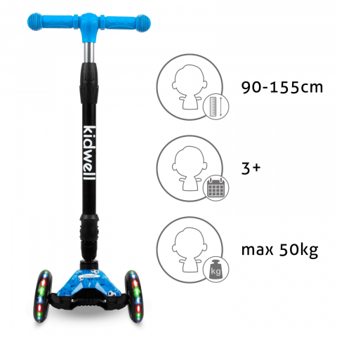 Trotineta copii pliabila, reglabila, roti luminoase, Vento Football, 3+ ani, pana la 50 kg, Kidwell [10]