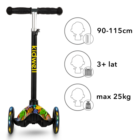 Trotineta copii, reglabila, roti luminoase, Uno Orbitail, 3+ ani, pana la 25 kg, Kidwell [9]