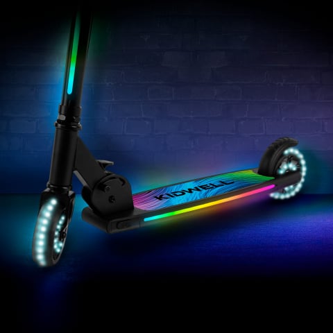 Trotineta cu 2 roti pentru copii, 3in1, pliabila, reglabila, cu iluminare LED încorporată, MIDO Black, 5 ani+, pana la 100 kg, Kidwell [3]