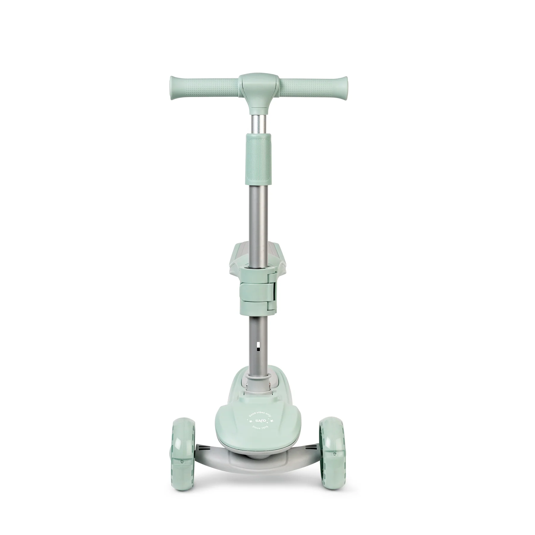 Trotinetă evolutivă 2 în 1 Saro “Cool Rider” Mint, 12 luni+, pliabilă, cu scăunel, Bluetooth + difuzor, roți LED, frână spate, max. 50 kg [1]