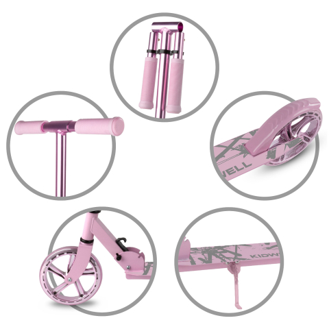 Trotinetă pliabilă Kidwell BLAST Light Pink, roți mari 200 mm, rulmenți ABEC-7, ultra ușoară 3.8 kg, 100 kg, 8+ ani [7]