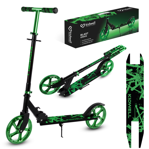 Trotinete cu 2 roti - Trotinetă pliabilă Kidwell BLAST Light Green, roți mari 200 mm, rulmenți ABEC-7, ultra ușoară 3.8 kg, 100 kg, 8+ ani