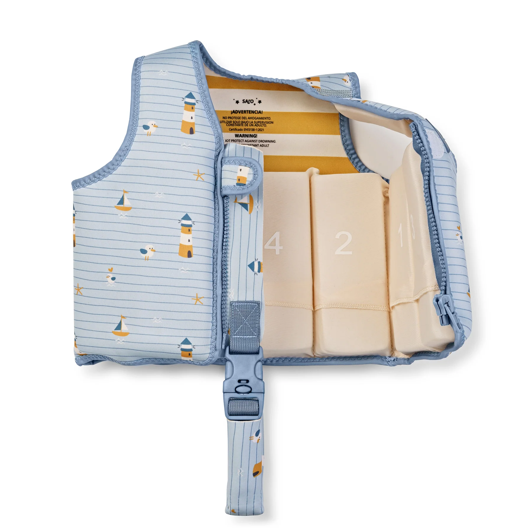 Veste de inot pentru copii - Vestă de Înot Copii cu Protecție UV UPF 50+ Navy Hugs by Saro – Vestă Flotabilă Evolutivă 1-3 Ani