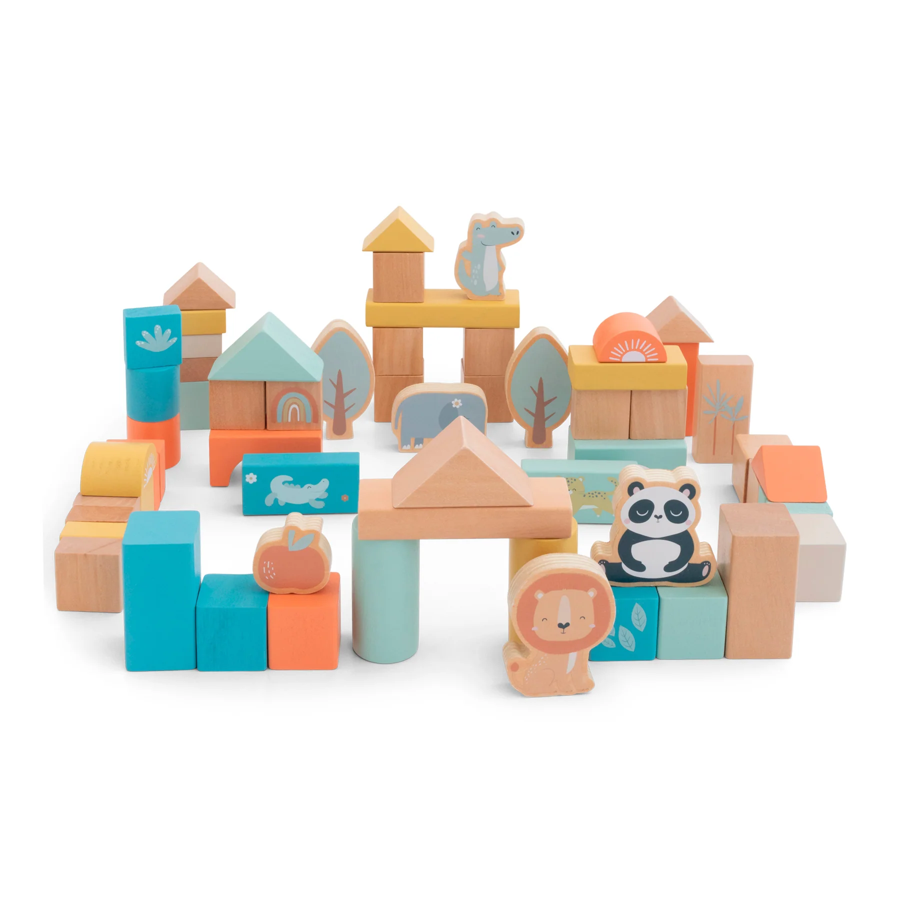 Cuburi din lemn, colorate, 60 bucati diferite forme [4]