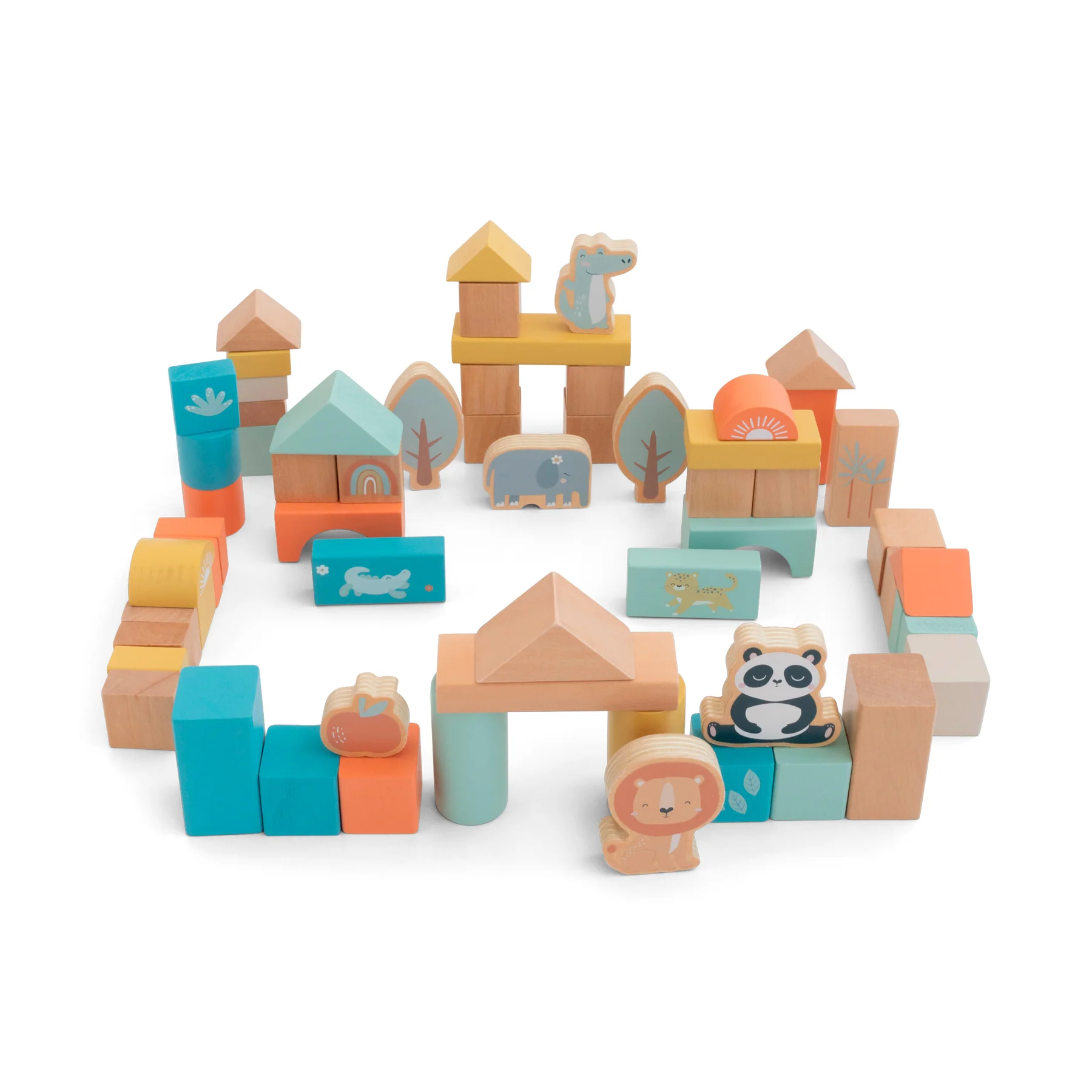 Cuburi din lemn, colorate, 60 bucati diferite forme [1]