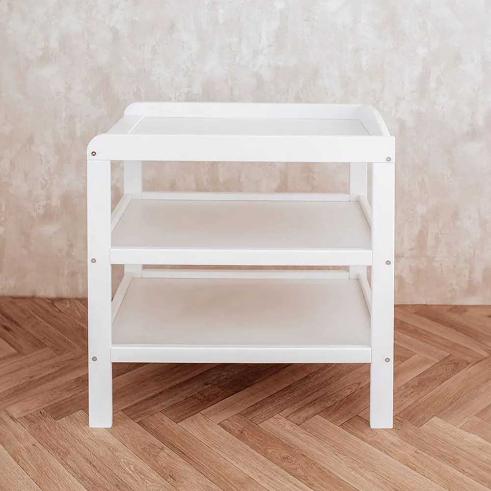 OEM-Masa infasat pentru bebelusi, lemn masiv, Noble Alb, Cu 2 Rafturi De Depozitare Inalte [1]