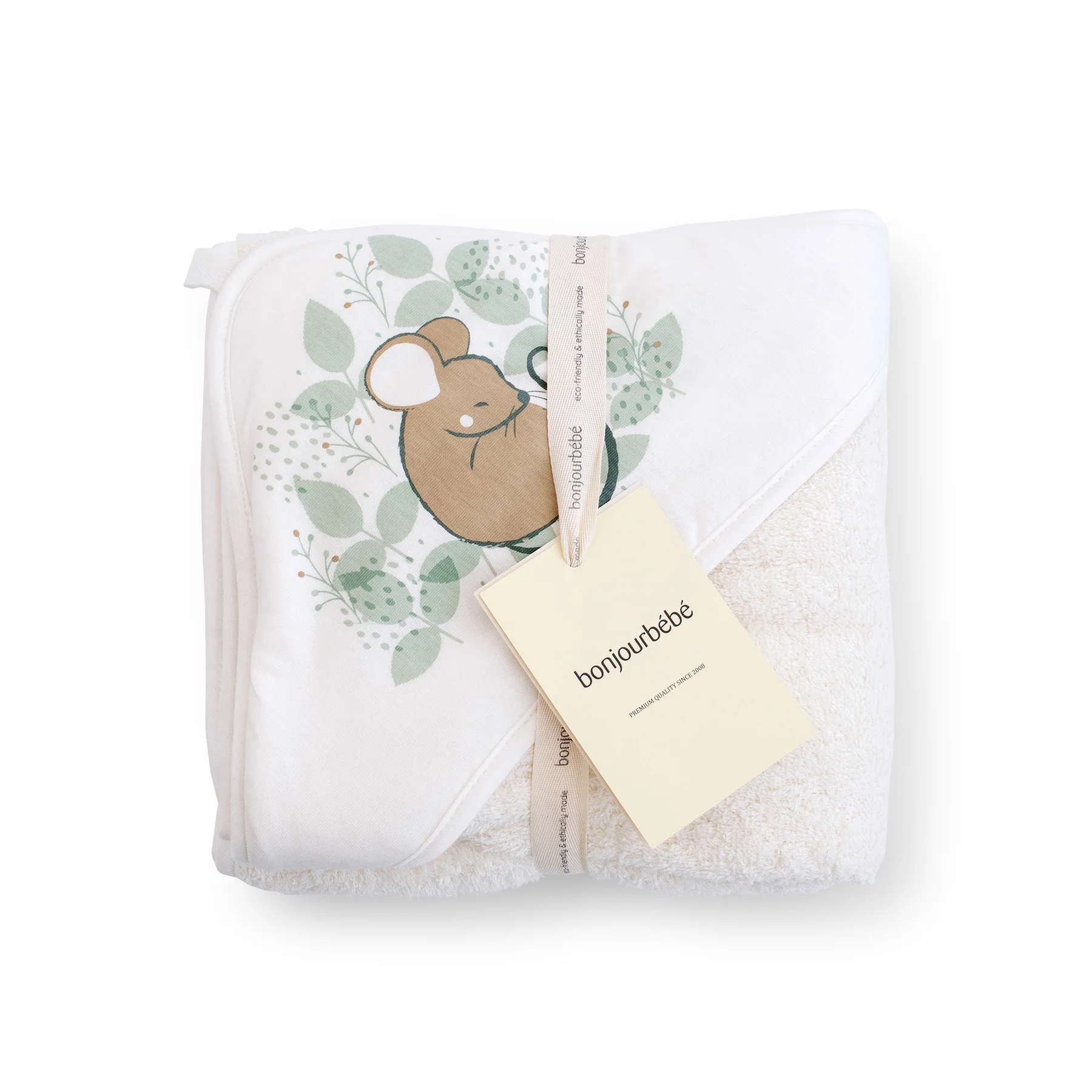 Bonjourbebe-Prosop baie cu gluga bebelusi 0-5 ani ,   bumbac certificat OEKO-TEX  , 100x100 cm, Spring Cottage [1]